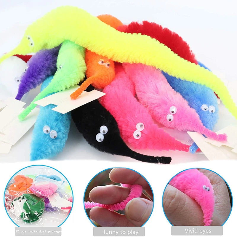 12 Colors Fuzzy Worm Magic Props for Children