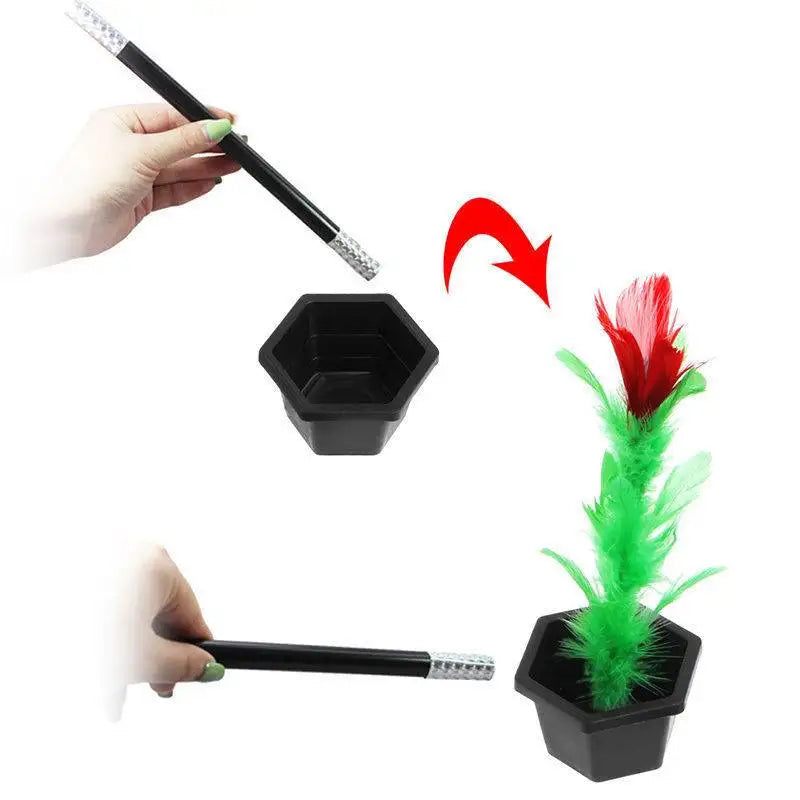 Magic Wand to Flower Easy Magic Trick Toys Close Up Flowerpot Wand Stage Show Prop Appearing Flower Trick