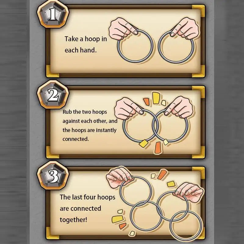 Magic Trick 4pcs Chinese Linking Rings Set Gimmick Locking Himber Magic Connecting Ring