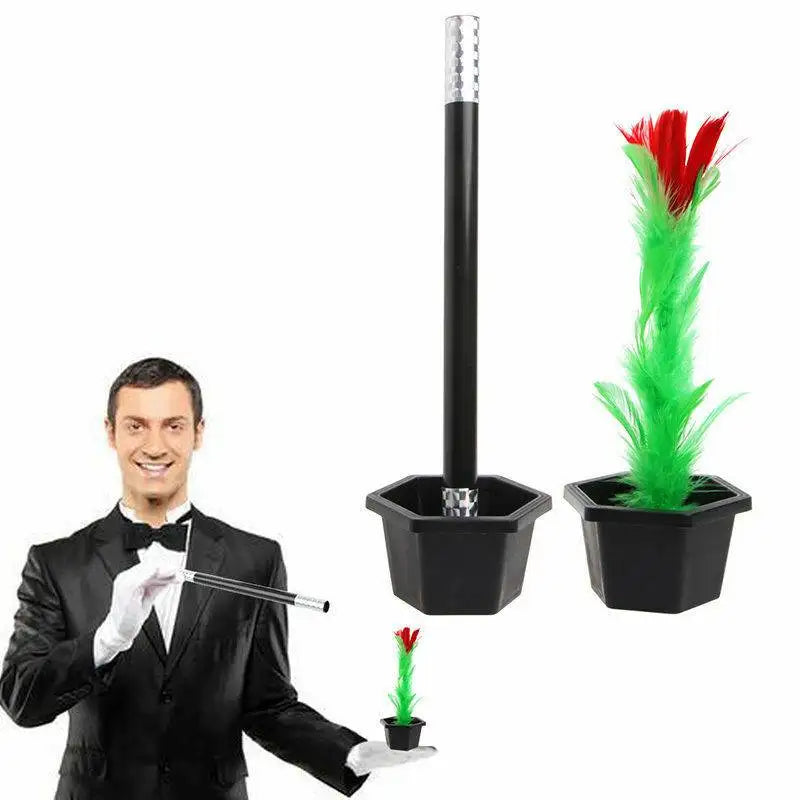Magic Wand to Flower Easy Magic Trick Toys Close Up Flowerpot Wand Stage Show Prop Appearing Flower Trick